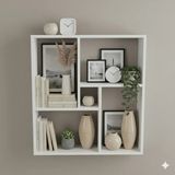 Rafixa Iç Içe Geçmeli Kare Duvar Rafı Modern Kitaplık ve Dekoratif Obje Standı - Beyaz - Standart