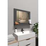 Raflı Banyo Aynası, Lavabo Ve Wc Aynası, Dresuar , Koridor , Mutfak , Makyaj Modern Duvar Tipi Ayna Antrasit Gri