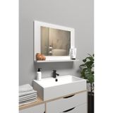 Raflı Banyo Aynası, Lavabo Ve Wc Aynası, Dresuar , Koridor , Mutfak , Makyaj Modern Duvar Tipi Ayna Beyaz
