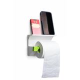 Raflı Duvara Monte Tuvalet Kağıdı Askılığı | Telefon & Yedek Rulo Koyma Alanlı Modern Banyo Aparatı