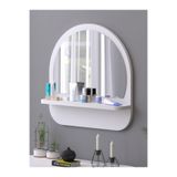 Raflı Oval 58 Koridor Dresuar Konsol Duvar Salon Banyo Ofis Çocuk Yatak Oda Raflı Aynası,Beyaz