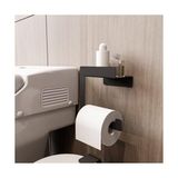 Raflı Tuvalet Kağıtlığı, Banyo Tuvalet Kağıtlık, Wc Tuvalet Kağıdı Tutucu, Banyo Tuvalet Kağıdı Askısı, Tuvalet Kağıdı Aparatı, Metal Tuvalet Kağıdı Standı (Metal, Siyah) - 000-Siyah