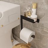 Raflı Tuvalet Kağıtlığı, Banyo Tuvalet Kağıtlık, Wc Tuvalet Kağıdı Tutucu, Banyo Tuvalet Kağıdı Askısı, Tuvalet Kağıdı Aparatı, Metal Tuvalet Kağıdı Standı (Metal, Siyah)