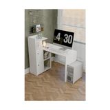 Rafta L Çalışma Masası Kitaplıklı Dolaplı Sol Yön Beyaz