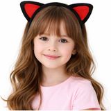 Raftan Topla Peluş Kedi Kulak Taç Kırmızı Siyah – Çocuk Parti &amp; Kostüm Tacı
