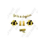 Rafya İpli 11 Yaş Gold Folyo Balon İyiki Doğdun Yazılı Banner Balon Set Doğum Günü