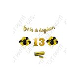 Rafya Ipli 13 Yaş Gold Folyo Balon Iyiki Doğdun Yazılı Banner Balon Set Doğum Günü