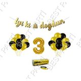 Rafya Ipli 3 Yaş Gold Folyo Balon Iyiki Doğdun Yazılı Banner Balon Set Doğum Günü
