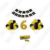 Rafya Ipli 6 Yaş Gold Folyo Balon Set Doğum Günü