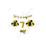 Rafya Ipli 7 Yaş Gold Folyo Balon Iyiki Doğdun Yazılı Banner Balon Set Doğum Günü