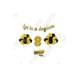 Rafya İpli 8 Yaş Gold Folyo Balon İyiki Doğdun Yazılı Banner Balon Set Doğum Günü