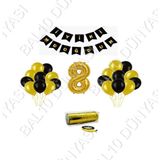 Rafya Ipli 8 Yaş Gold Folyo Balon Set Doğum Günü