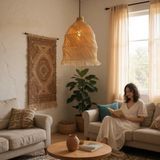 Rafya Spiral Avize - Saman Sarısı