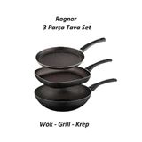 Ragnar 3 Parça Tava Seti - Wok Grill Krep Tavası 3'Lü Çeyiz Mutfak Seti