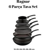 Ragnar 6 Parça Tava Seti 6 Lı Çeyiz Tava Set Wok, Grill, Krep, Yumurta,Kızartma Ve Sosluk Kaçerola