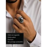 Ragnar Shadow Skull Ring Asi Kaptan Kurukafa Erkek Yüzüğü, Detaylı Kurukafa Figürü