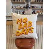 Rahan Design No Bad Days Punch Işlemeli Kırlent Yastık Kılıfı - 43*43CM - Punch Kırlent Kılıfı - 43 x 43 cm - Sarı