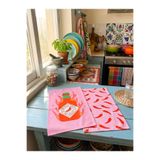 RahanDesign Biber Desenli 2li Pembe Mutfak Havlusu Seti - 30x50cm - 2li Mutfak Havlusu Seti