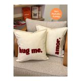 RahanDesign Hug me - Amor Yazılı Punch İşlemeli Pamuklu 2li Kırlent Kılıfı Seti - 43x43cm - Punch Kırlent Kılıfı