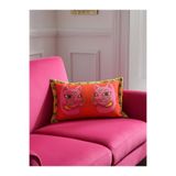 RahanDesign Maske Desenli Çift Taraflı Dekoratif Dikdörtgen Süet Kırlent Kılıfı - 30x50cm - Kırlent Kılıfı