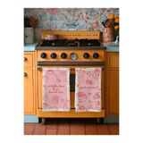 RahanDesign Mutfak Temalı 2li Mutfak Havlusu Seti - 30x50cm - Pembe Beyaz 2li Mutfak Havlusu Seti
