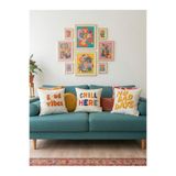 RahanDesign Renkli Punch İşlemeli 3lü Kırlent Kılıfı Seti - 43x43cm - Dekoratif 3lü Punch Kırlent Kılıfı