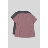 Rahat Form 2'li Paket Koyu Gri-Gül Kurusu Büyük Beden Performans Kadın T-Shirt-97308