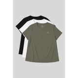 Rahat Form 3'lü Paket Siyah-Beyaz-Haki Büyük Beden Performans Kadın T-Shirt-97308