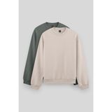Rahat Form Basic O Yaka 2'li Paket Bej-Çağla Erkek Sweatshirt - 88053