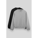 Rahat Form Basic O Yaka 2'li Paket Siyah-Gri Melanj Erkek Sweatshirt - 88053