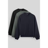 Rahat Form Basic O Yaka 3'lü Paket Siyah-Lacivert-Çağla Erkek Sweatshirt 88053
