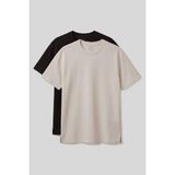 Rahat Form O Yaka 2li Paket Bej-Kahverengi Erkek T-Shirt - 88495