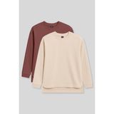Rahat Form O Yaka 2li Paket Bej-Kahverengi Kadın Tunik Sweatshirt - 97305