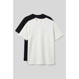 Rahat Form O Yaka 2li Paket Siyah-Ekru Erkek T-Shirt - 88495 - Siyah - Ekru