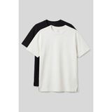 Rahat Form O Yaka 2li Paket Siyah-Ekru Erkek T-Shirt - 88495