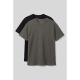 Rahat Form O Yaka 2li Paket Siyah-Haki Erkek T-Shirt - 88495 - Siyah - Haki