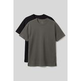 Rahat Form O Yaka 2li Paket Siyah-Haki Erkek T-Shirt - 88495
