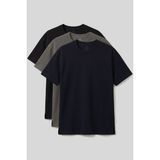 Rahat Form O Yaka 3lü Paket Siyah-Haki-Lacivert Erkek T-Shirt - 88495 - Siyah - Haki - Lacivert