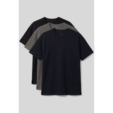 Rahat Form O Yaka 3lü Paket Siyah-Haki-Lacivert Erkek T-Shirt - 88495
