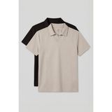 Rahat Form Polo Yaka 2li Paket Bej-Kahverengi Erkek T-Shirt - 88496
