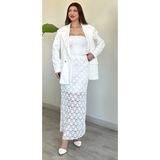 Rahat Kalıp Uzun Kollu Blazer Ceket - Beyaz
