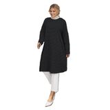 Rahat Kesim Çizgili Tunik, Siyah, Örme Kumaş, Yarasa Kol, 100 cm Boy, Orta Kalınlıkta (38/40)