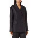 Rahat Kesim Keten Blazer, Yazlık Şıklık Için Hafif Ceket - XL - Siyah