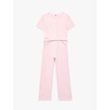 Rahat Kesim Leopar Desenli Bisiklet Yaka Kısa Kollu Pijama Takımı