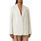 Rahat Kesim Pamuk Twill Kadın Blazer Ceket - Krem