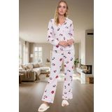 Rahat Kışlık Pijama Takımı Penguen Desenli Polar Örme Boru Paça Konforlu Kesim