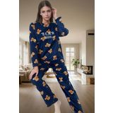 Rahat Kışlık Pijama Takımı Polar Kumaş Ayıcıklı Desen Boru Paça Seçkin Malzeme Zarifane Tasarım
