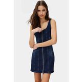 Rahat Pamuklu Denim Mini Elbise Fitted Bisiklet Yaka Günlük Stil Özenle Seçilmiş Uzun Ömürlü