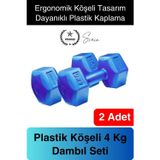Rahat Tutuş 4 kg 2 Adet Fitnes Dambıl Ağırlık Seti Spor Köşeli Plastik Vücut Geliştirme Egzersiz