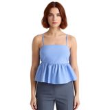 Rahat ve Şık Dacron Crop Bluz Günlük Kombinler İçin Görünüm Mükemmel Uyum Trend Tasarım_Mavi-40